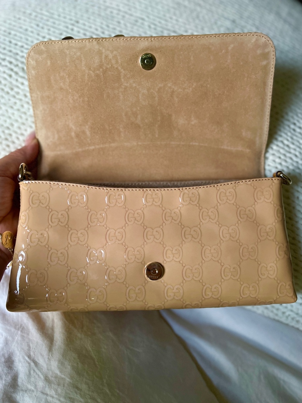 Gucci Patent Mayfair Shoulder/Clutch bag with Gold Chain - Picture 9 of 11